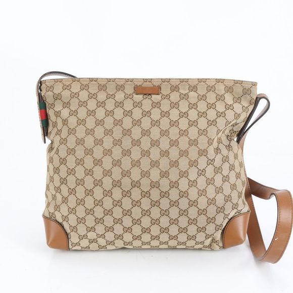 Gucci GG Canvas 308930 Leather Shoulder Bag Crossbody Messenger Commuter Brown - Picture 1 of 12